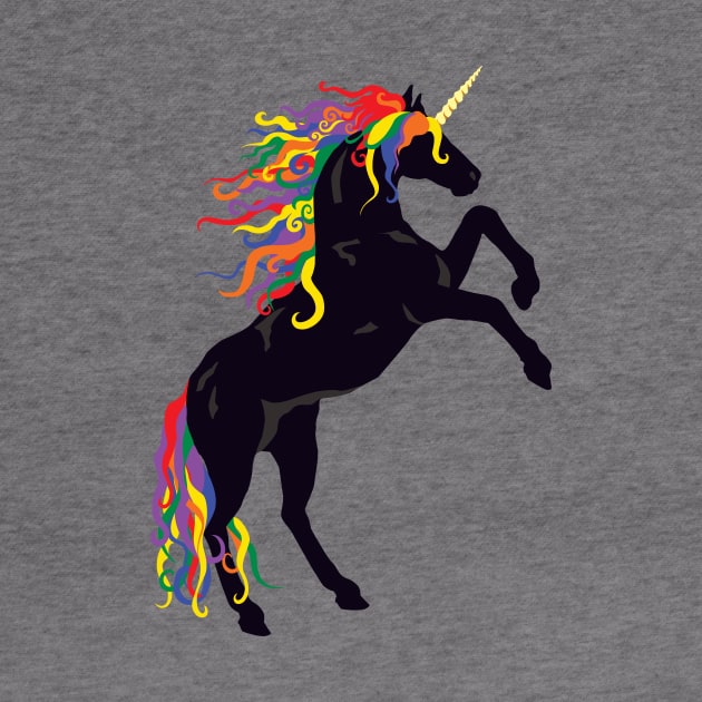 Rainbow Maned Black Unicorn by PeregrinusCreative